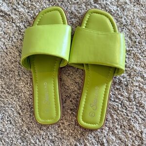 Women's Lime Green Slide Sandals